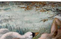Original oil painting of 'Leda & The Swan' by French artist Yves Diey (1892-1984).
