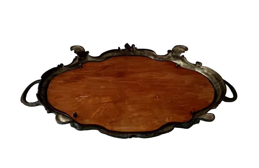 19th Century French verdigris spelter mirrored centrepiece tray - French Antiques - AD & PS Antiques