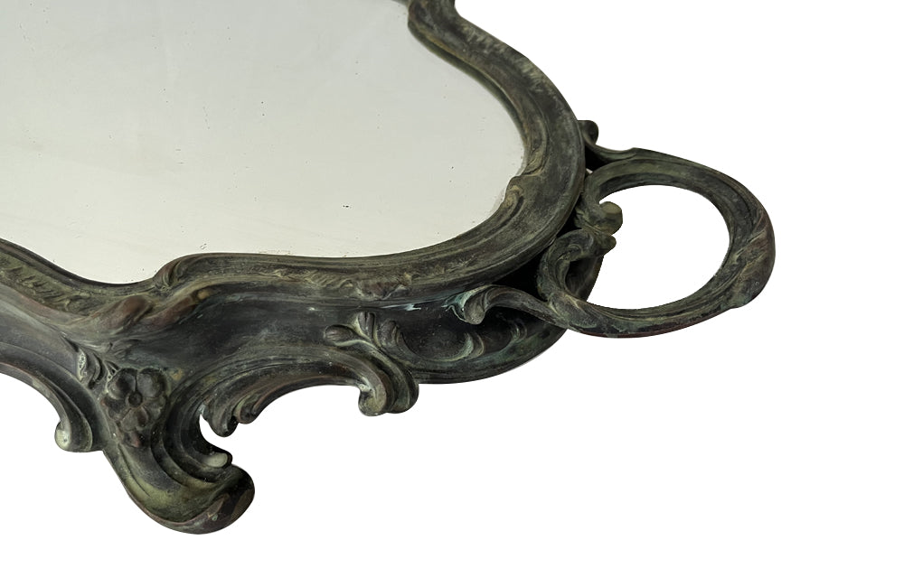 19th Century French verdigris spelter mirrored centrepiece tray - French Antiques - AD & PS Antiques