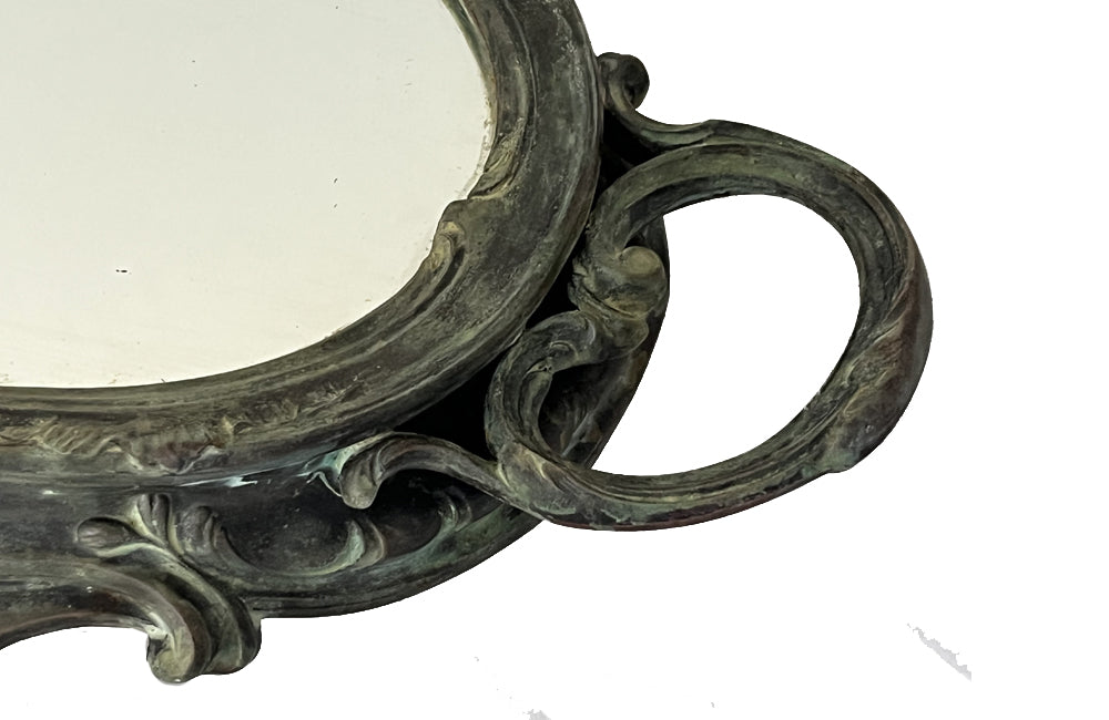 19th Century French verdigris spelter mirrored centrepiece tray - French Antiques - AD & PS Antiques 