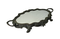 19th Century French verdigris spelter mirrored centrepiece tray - French Antiques - AD & PS Antiques 