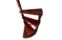 Set of French faux bamboo mahogany and leather library steps.