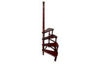 Set of French faux bamboo mahogany and leather library steps.