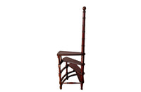 Set of French faux bamboo mahogany and leather library steps.