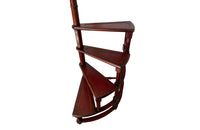 Set of French faux bamboo mahogany and leather library steps.