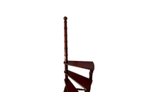 Set of French faux bamboo mahogany and leather library steps.