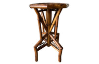 Aesthetic Movement bamboo occasional table with leathered Chinoiserie top embossed with a parrot, floral and foliate decoration. Circa 1900