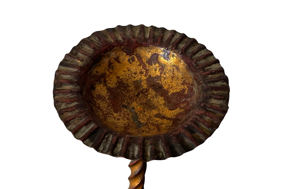 Mid-Century Spanish cocktail table with rounded dish and piecrust rim - Mid Century side table - AD & PS Antiques