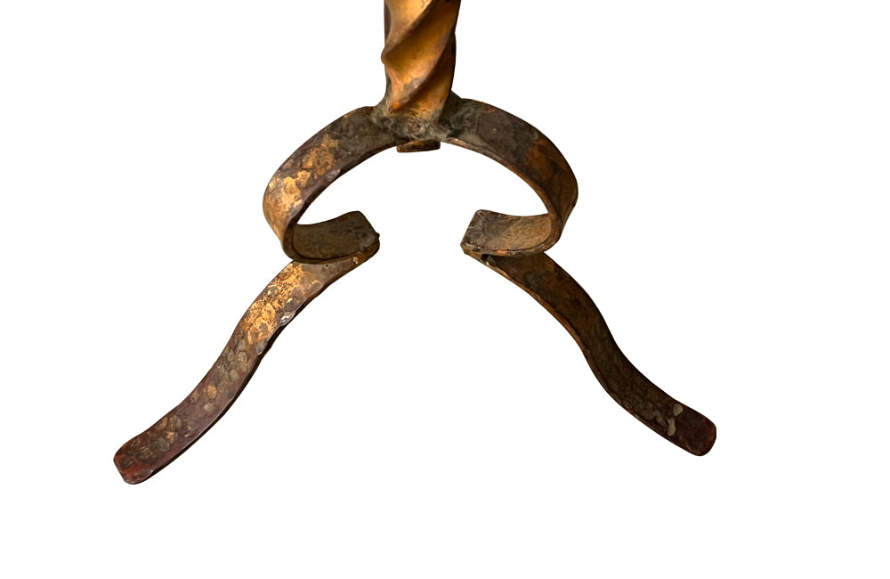 Mid-Century Spanish cocktail table with rounded dish and piecrust rim - Mid Century side table - AD & PS Antiques