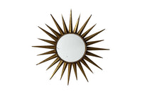 20th Century stylish round Spanish gilt metal sunburst mirror - Mid Century Mirror