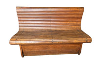 Mid-century bench slatted maple wood bench with incorporated lidded coffer - American - Mid-century furniture
