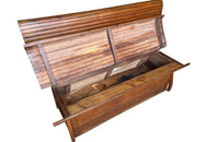 Mid-century bench slatted maple wood bench with incorporated lidded coffer - American - Mid-century furniture