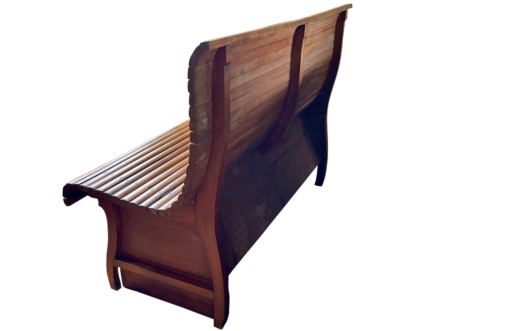 Mid-century bench slatted maple wood bench with incorporated lidded coffer - American - Mid-century furniture