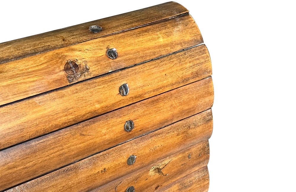 Mid-century bench slatted maple wood bench with incorporated lidded coffer - American - Mid-century furniture