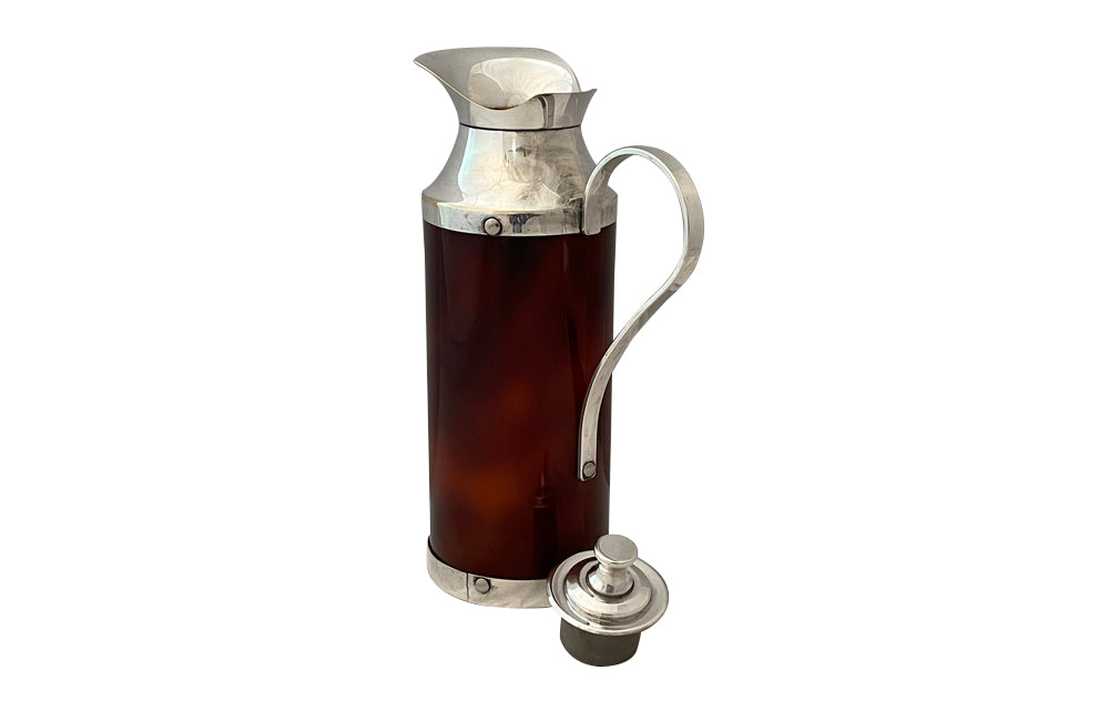 Mid Century faux tortoiseshell lucite & silverplate cocktail set - 1970s - Vintage Barware