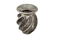 Beautiful mid century crystal vase with silver overlay by the renown French glass makers Saint Graal of swirl form decorated with grape vine and trellis motifs.