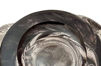 Beautiful mid century crystal vase with silver overlay by the renown French glass makers Saint Graal of swirl form decorated with grape vine and trellis motifs.