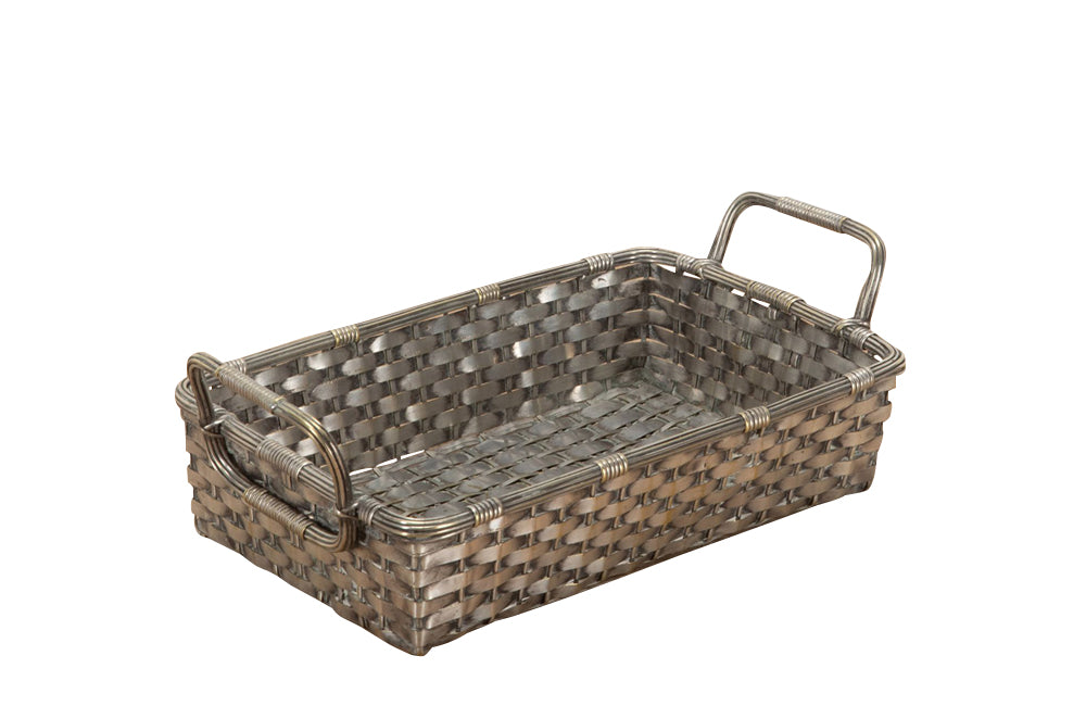 Mid century, silver plate French woven bread basket with handles