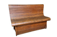 Mid century bench slatted maple wood bench with incorporated lidded coffer - American - Mid century furniture
