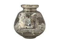 Beautiful mid century glass vase with silver overlay by the renown French glass makers Saint Graal.