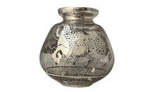 Beautiful mid century glass vase with silver overlay by the renown French glass makers Saint Graal.