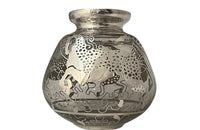 Beautiful mid century glass vase with silver overlay by the renown French glass makers Saint Graal.