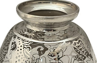 Beautiful mid century glass vase with silver overlay by the renown French glass makers Saint Graal.