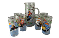 Fabulous, vintage, drink service comprising a pitcher and six tall glasses by Monte Carlo glassware.