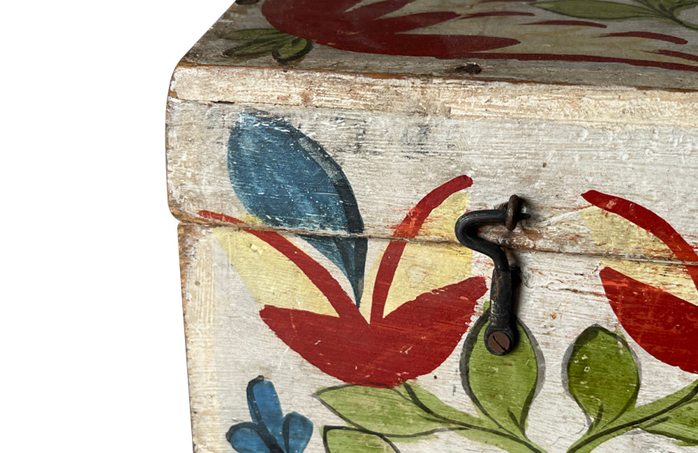 domed painted Normand 19th century marriage coffer
