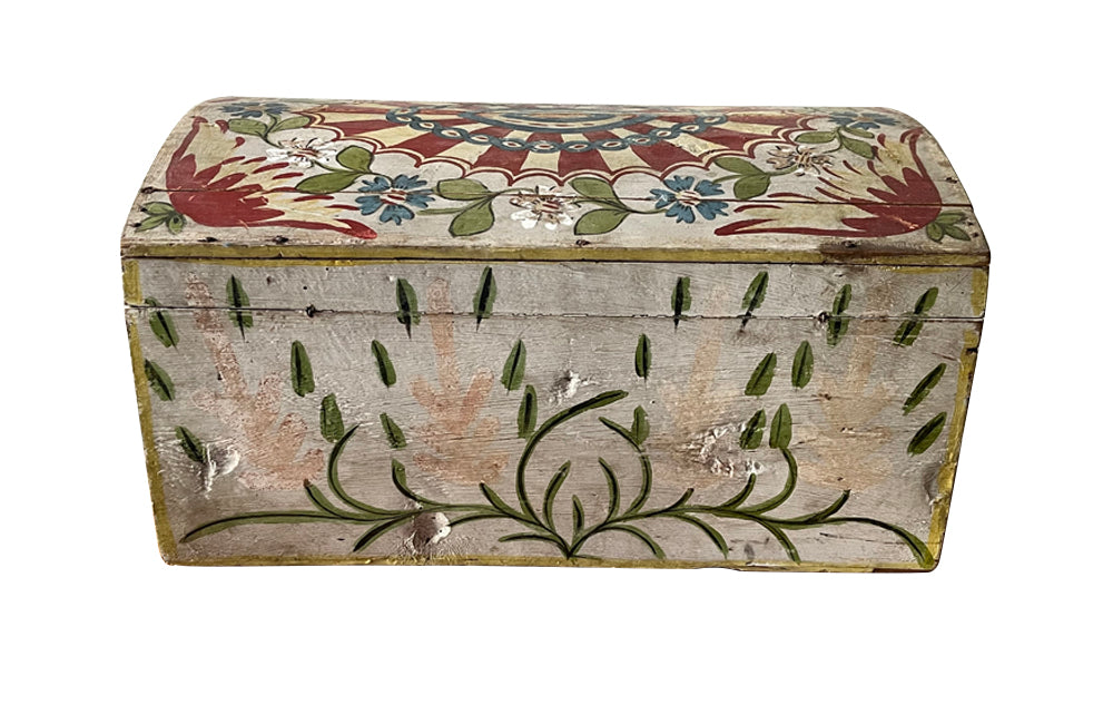 domed painted Normand 19th century marriage coffer