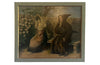 Early 20th century amusing oil on wood painting of a coy monk and Spanish lady. 