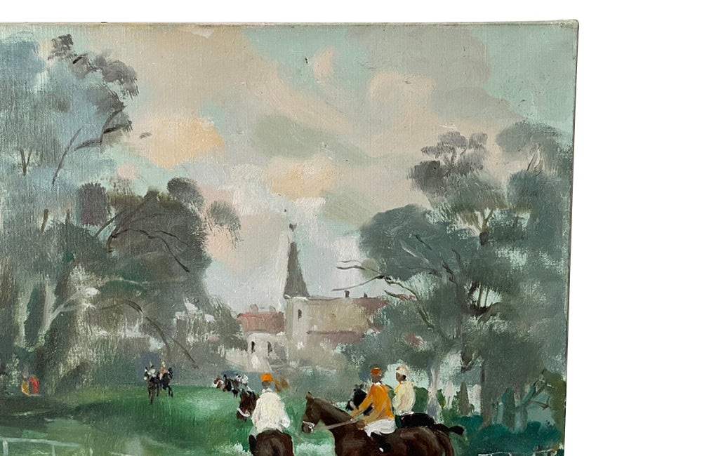 SIGNED PAINTING 'A DAY AT THE RACES' BY PIERRE WILLEF