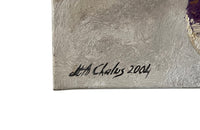 Oil on canvas still life painting featuring a bowl, eggs, pumpkin, squash, turnips, plum and a walnut by Chalus - French Antiques