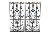 Pair of beautiful 19th century Art Nouveau wrought iron grills decorated with lilies - French Garden Antiques - AD & PS Antiques
