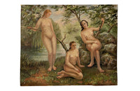 Charming representation of 'The Three Graces' oil on canvas on board painting - French Antiques