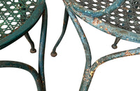 Pair of pretty French iron painted 19th century garden chairs with woven mesh seats - French Garden Antiques - French Antique Chairs - AD & PS Antiques