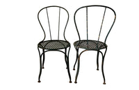 Pair of pretty French iron painted 19th century garden chairs with woven mesh seats - French Garden Antiques - French Antique Chairs - AD & PS Antiques
