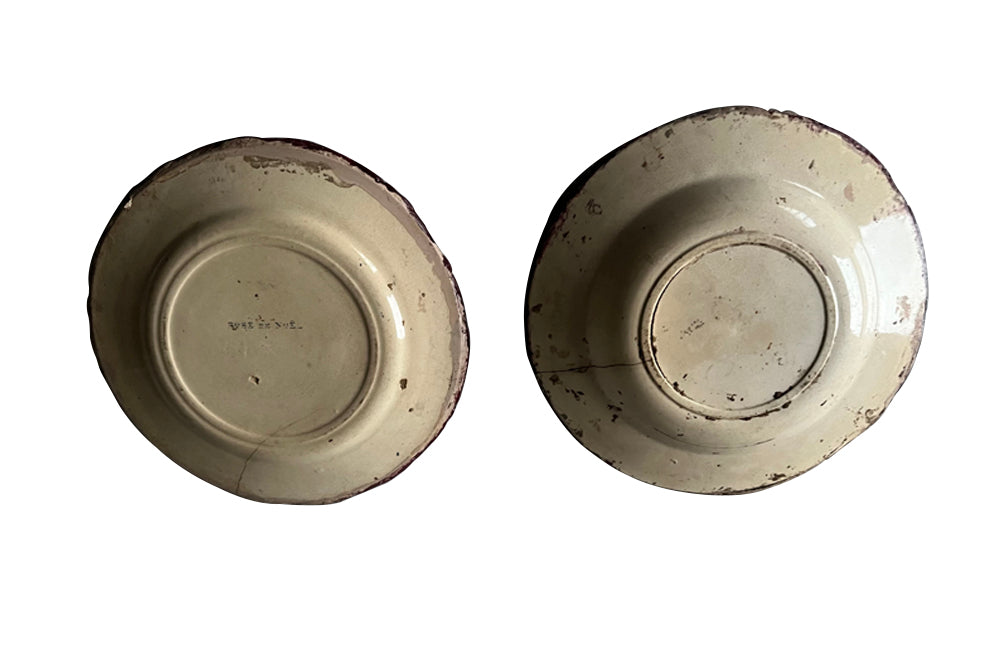 Pair of French 19th century picassiette mosaic plates