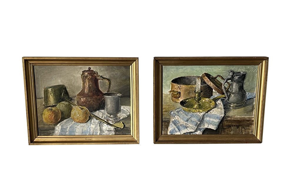 Pair of late 19th Century French framed oil on canvas still life paintings - French Antiques - AD & PS Antiques