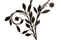 Beautiful pair of early 20th century French large hand wrought iron wall decorations with floral and foliate ornamentation, each in the form of a branching flowering plant.
