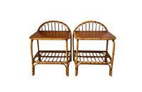 Pair of Mid-Century cane and rattan nightstands in the manner of Louis Sognot - French Mid Century Furniture - AD & PS Antiques