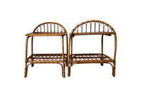 Pair of Mid-Century cane and rattan nightstands in the manner of Louis Sognot - French Mid Century Furniture - AD & PS Antiques