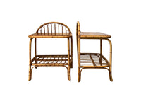 Pair of Mid-Century cane and rattan nightstands in the manner of Louis Sognot - French Mid Century Furniture - AD & PS Antiques