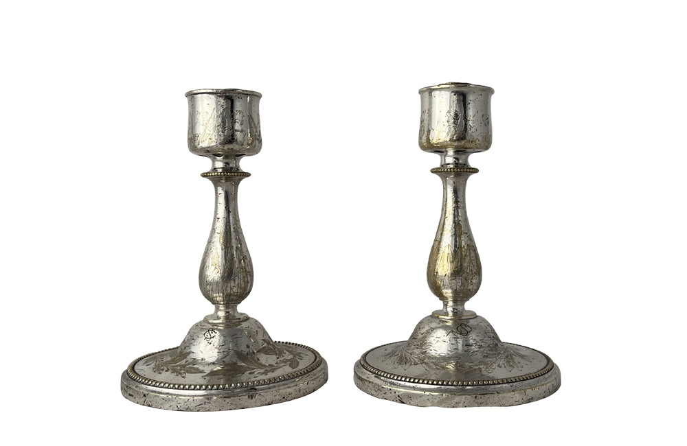 Pair of 19th century beautiful marine candlesticks made by, the renown French silversmiths, Christofle for the prestigious French shipping and cruise ship company, Compagnie des Messageries Maritime.