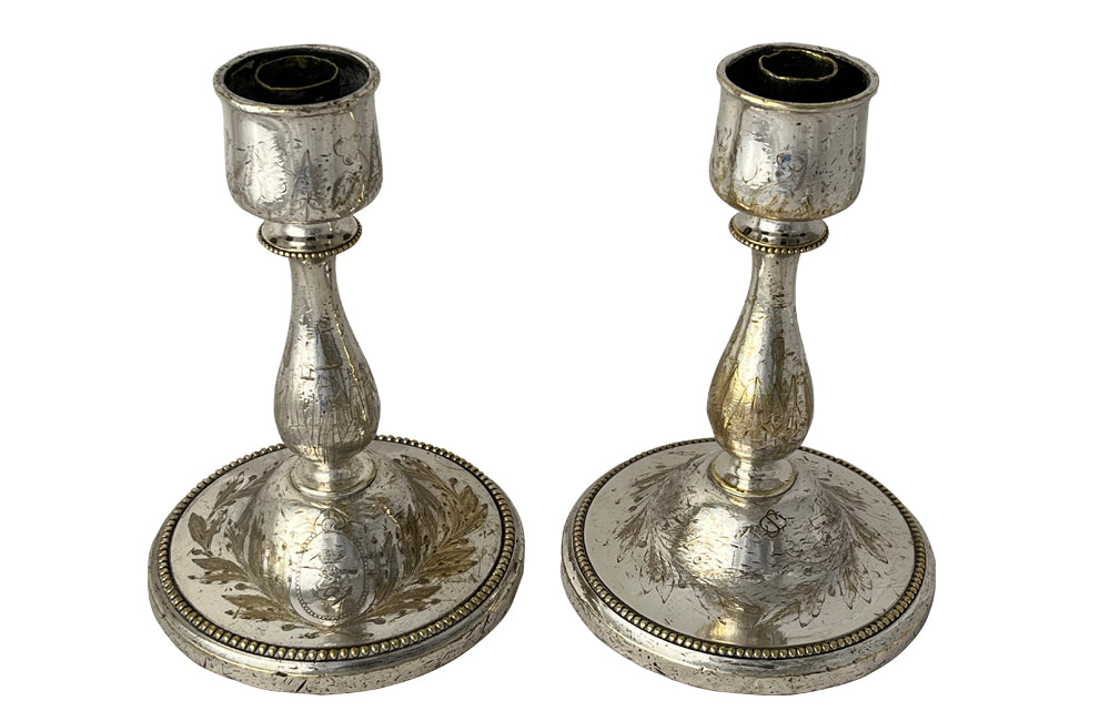 Pair of 19th century beautiful marine candlesticks made by, the renown French silversmiths, Christofle for the prestigious French shipping and cruise ship company, Compagnie des Messageries Maritime.