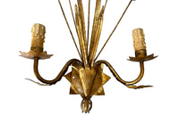 pair of giltmetal bulrush appliques wall lights circa 1970