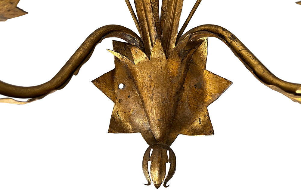 pair of giltmetal bulrush appliques wall lights circa 1970