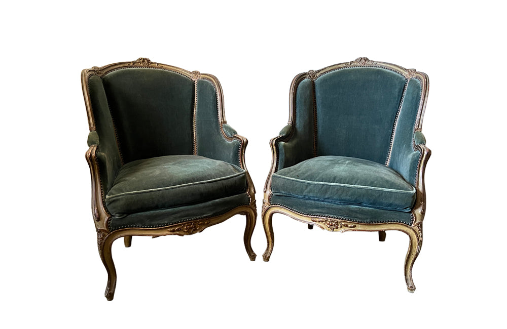 PAIR OF LARGE LOUIS XV REVIVAL ARMCHAIRS