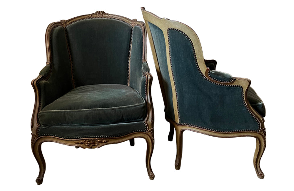 PAIR OF LARGE LOUIS XV REVIVAL ARMCHAIRS