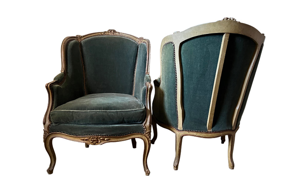 PAIR OF LARGE LOUIS XV REVIVAL ARMCHAIRS